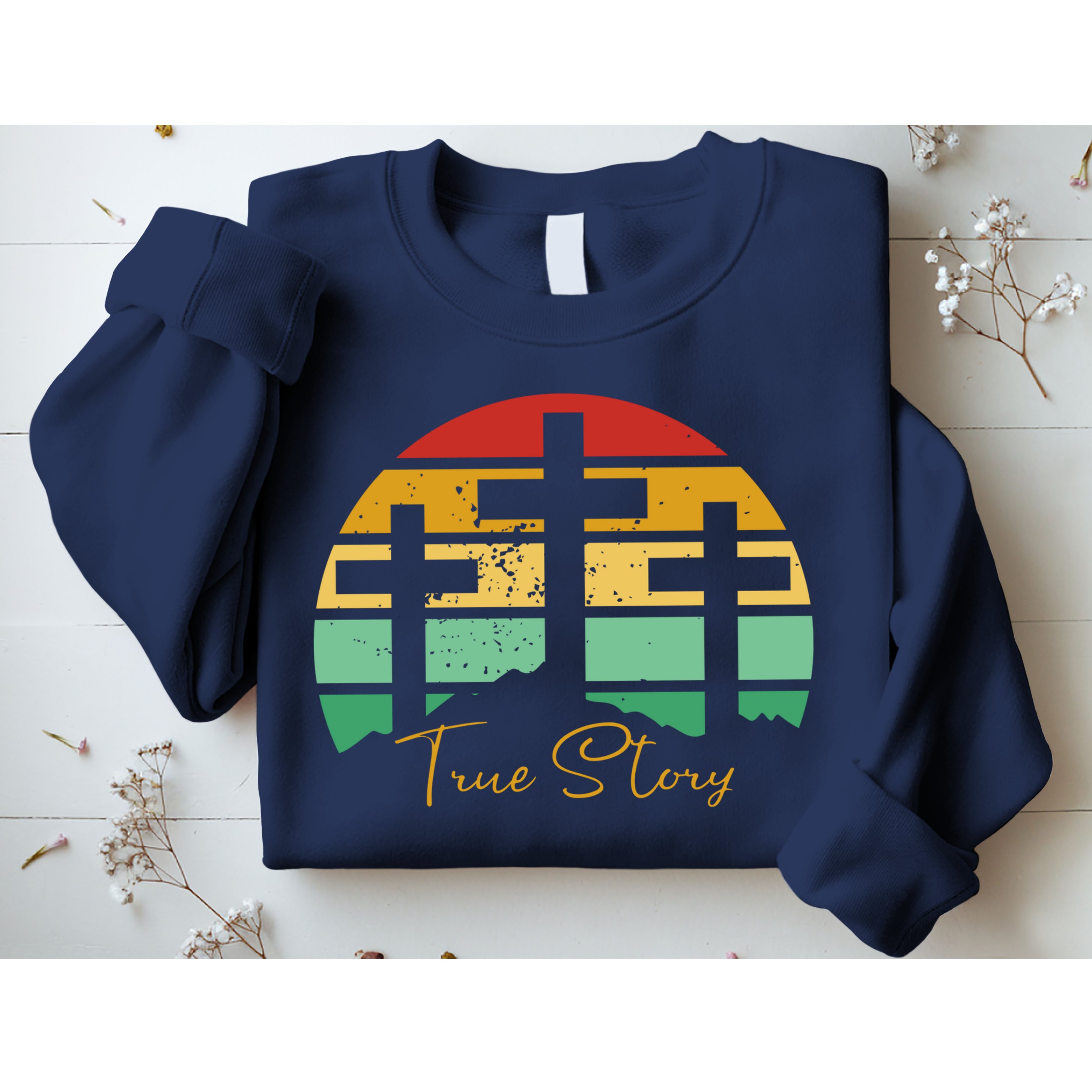 True Story Easter Cross Retro Sunset Sweatshirt