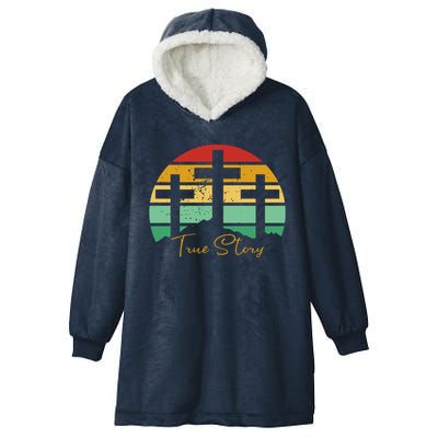 True Story Easter Cross Retro Sunset Hooded Wearable Blanket