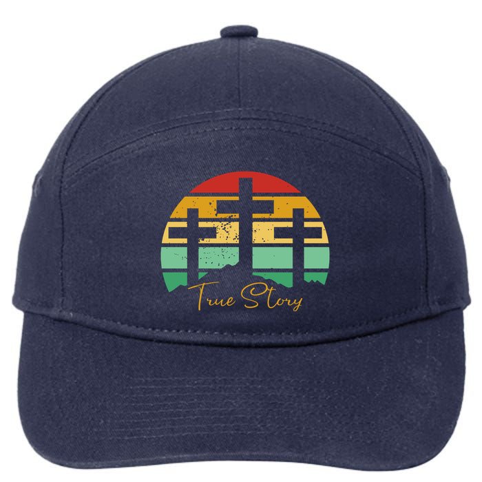 True Story Easter Cross Retro Sunset 7-Panel Snapback Hat