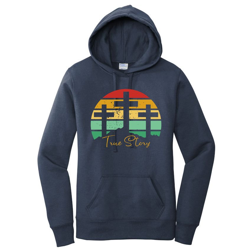 True Story Easter Cross Retro Sunset Women's Pullover Hoodie