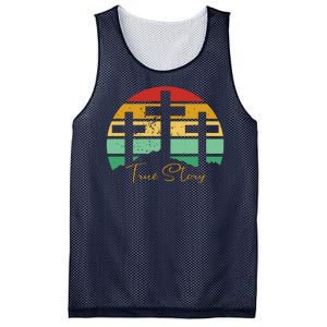 True Story Easter Cross Retro Sunset Mesh Reversible Basketball Jersey Tank