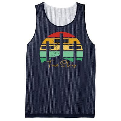 True Story Easter Cross Retro Sunset Mesh Reversible Basketball Jersey Tank