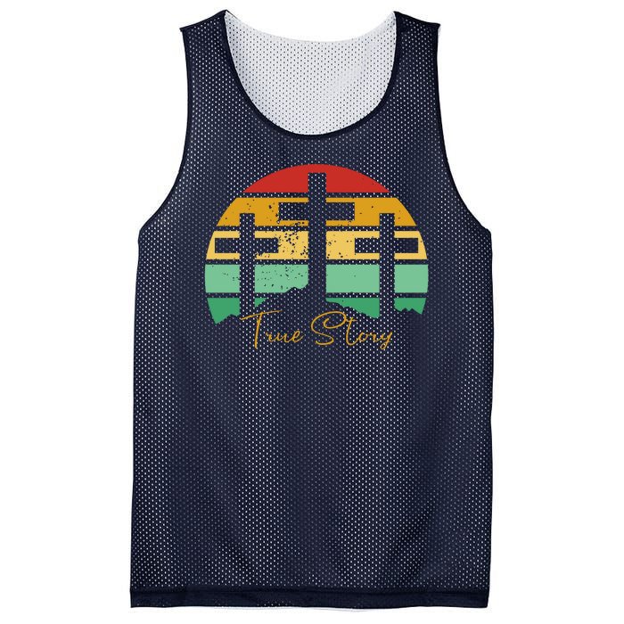 True Story Easter Cross Retro Sunset Mesh Reversible Basketball Jersey Tank