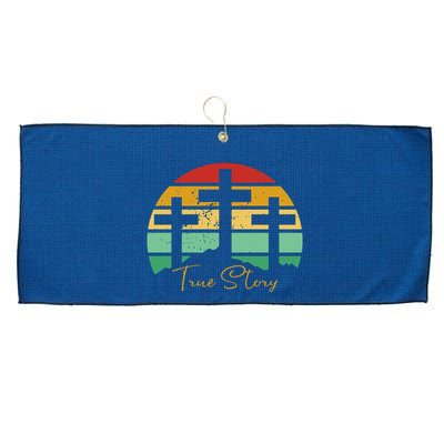 True Story Easter Cross Retro Sunset Large Microfiber Waffle Golf Towel