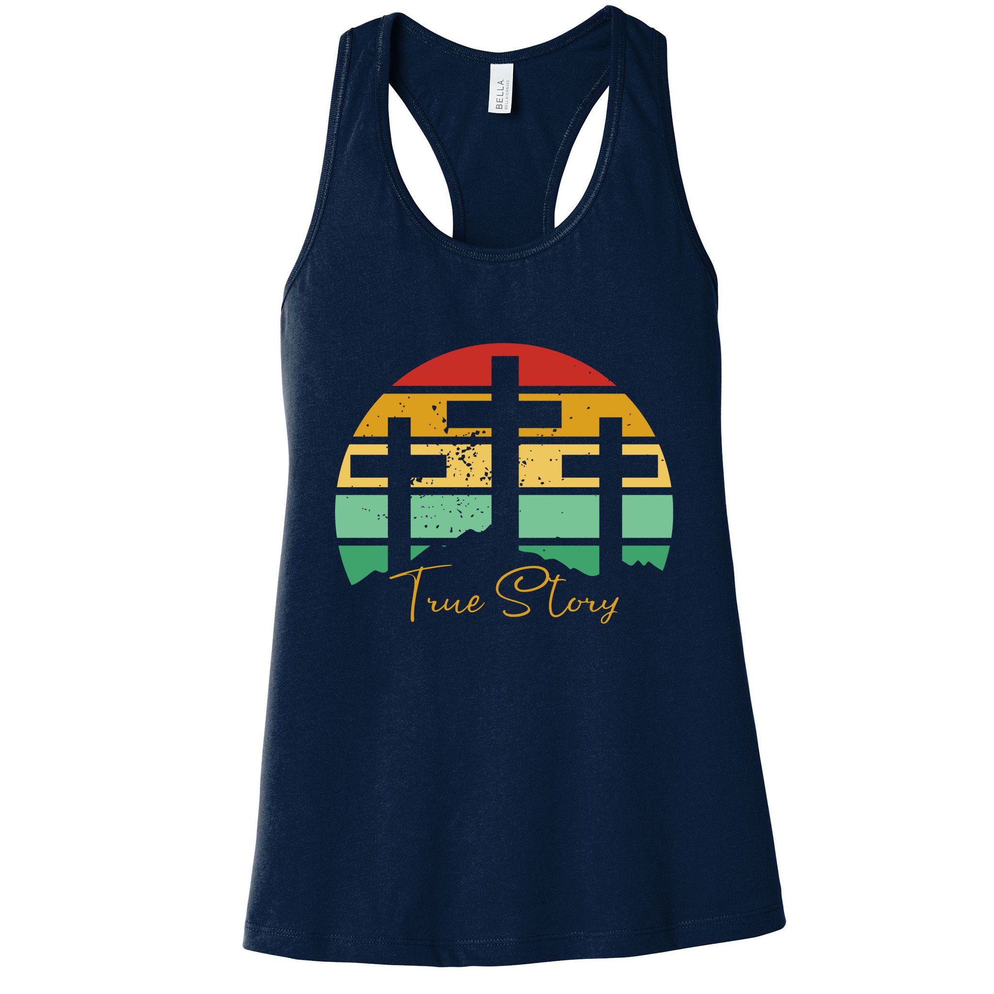True Story Easter Cross Retro Sunset Womens Tank Top