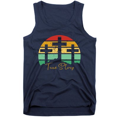 True Story Easter Cross Retro Sunset Tank Top