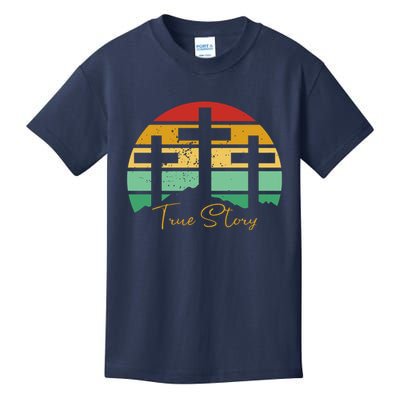 True Story Easter Cross Retro Sunset Kids T-Shirt