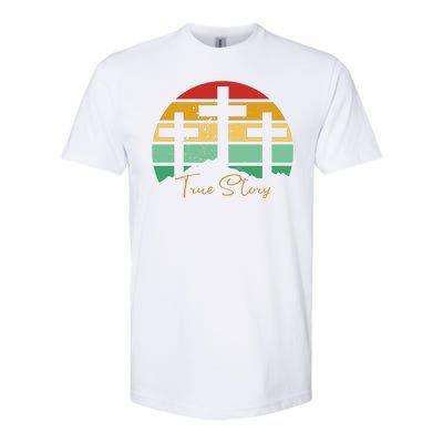 True Story Easter Cross Retro Sunset Softstyle® CVC T-Shirt