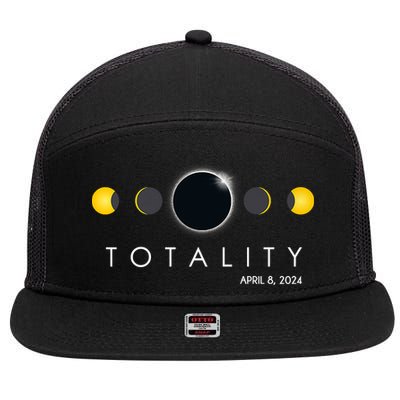 Total Solar Eclipse April 8 2024 Phases Totality 7 Panel Mesh Trucker Snapback Hat