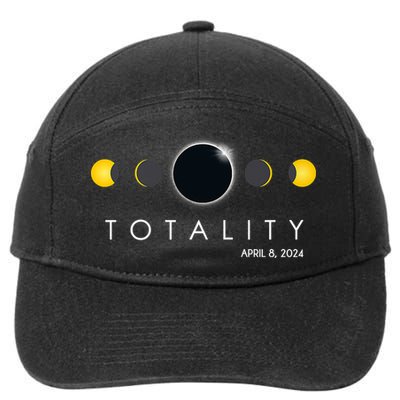 Total Solar Eclipse April 8 2024 Phases Totality 7-Panel Snapback Hat