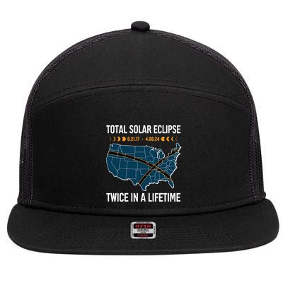 Total Solar Eclipse Twice In A Lifetime April 8 2024 7 Panel Mesh Trucker Snapback Hat