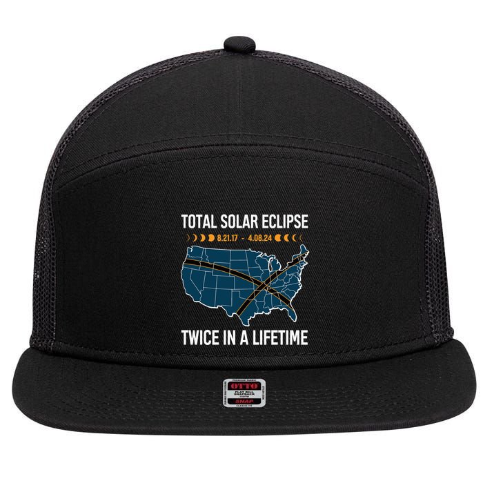 Total Solar Eclipse Twice In A Lifetime April 8 2024 7 Panel Mesh Trucker Snapback Hat