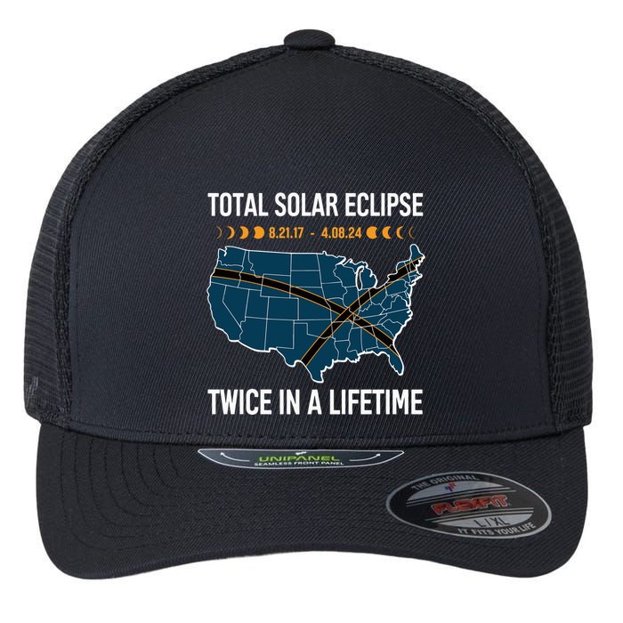 Total Solar Eclipse Twice In A Lifetime April 8 2024 Flexfit Unipanel Trucker Cap