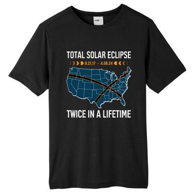 Total Solar Eclipse Twice In A Lifetime April 8 2024 Tall Fusion ChromaSoft Performance T-Shirt