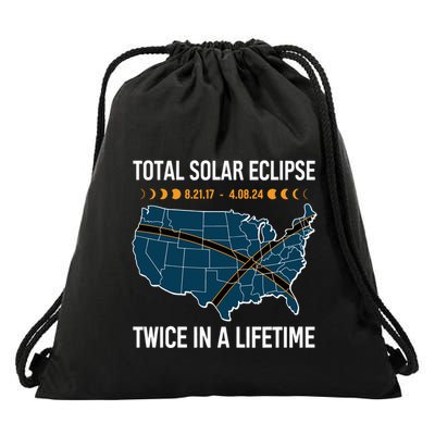 Total Solar Eclipse Twice In A Lifetime April 8 2024 Drawstring Bag