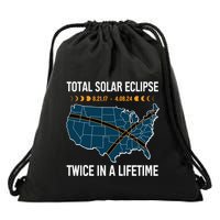Total Solar Eclipse Twice In A Lifetime April 8 2024 Drawstring Bag