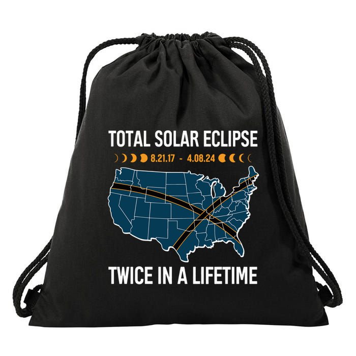 Total Solar Eclipse Twice In A Lifetime April 8 2024 Drawstring Bag