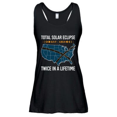 Total Solar Eclipse Twice In A Lifetime April 8 2024 Ladies Essential Flowy Tank
