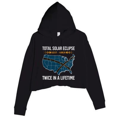Total Solar Eclipse Twice In A Lifetime April 8 2024 Crop Fleece Hoodie
