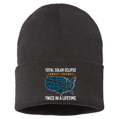 Total Solar Eclipse Twice In A Lifetime April 8 2024 Sustainable Knit Beanie