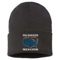 Total Solar Eclipse Twice In A Lifetime April 8 2024 Sustainable Knit Beanie