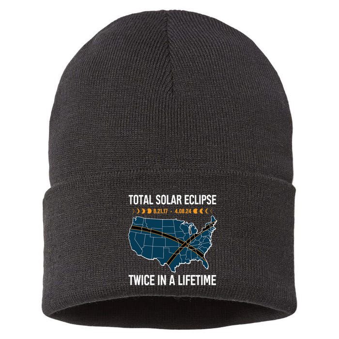 Total Solar Eclipse Twice In A Lifetime April 8 2024 Sustainable Knit Beanie