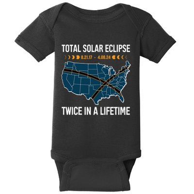 Total Solar Eclipse Twice In A Lifetime April 8 2024 Baby Bodysuit