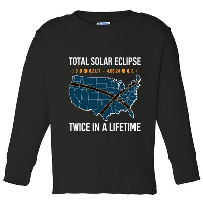 Total Solar Eclipse Twice In A Lifetime April 8 2024 Toddler Long Sleeve Shirt