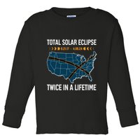 Total Solar Eclipse Twice In A Lifetime April 8 2024 Toddler Long Sleeve Shirt