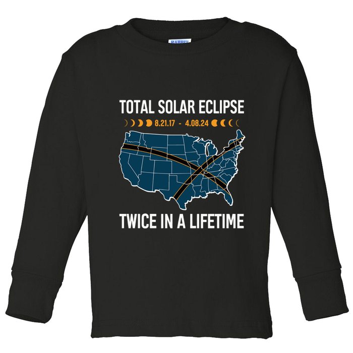 Total Solar Eclipse Twice In A Lifetime April 8 2024 Toddler Long Sleeve Shirt