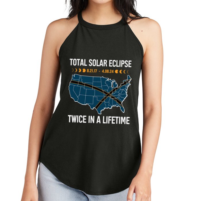 Total Solar Eclipse Twice In A Lifetime April 8 2024 Women's Perfect Tri Rocker Tank