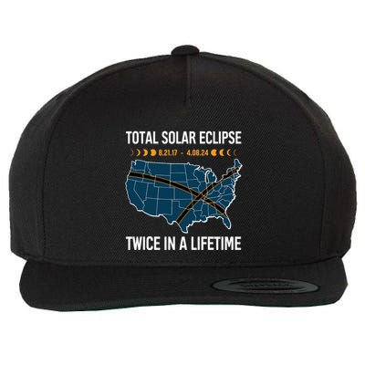 Total Solar Eclipse Twice In A Lifetime April 8 2024 Wool Snapback Cap