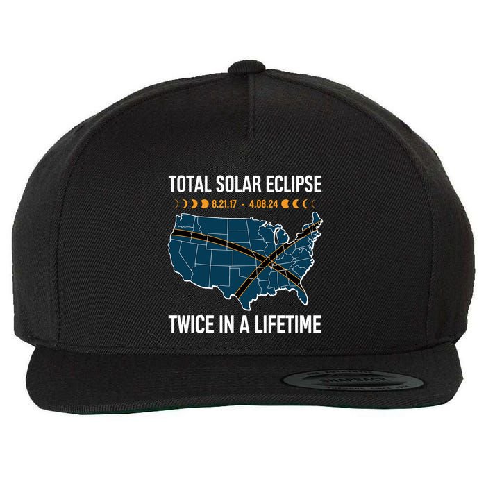 Total Solar Eclipse Twice In A Lifetime April 8 2024 Wool Snapback Cap