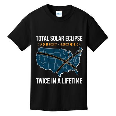 Total Solar Eclipse Twice In A Lifetime April 8 2024 Kids T-Shirt