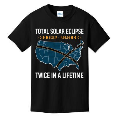 Total Solar Eclipse Twice In A Lifetime April 8 2024 Kids T-Shirt