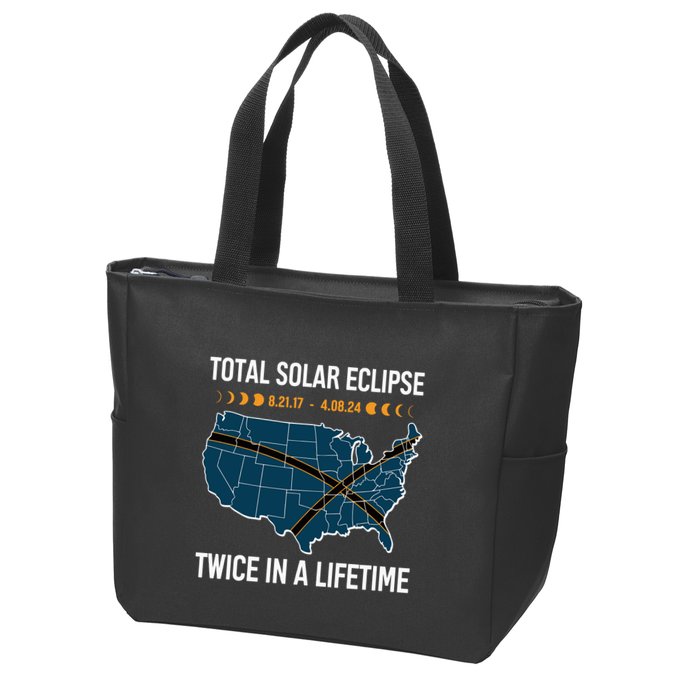 Total Solar Eclipse Twice In A Lifetime April 8 2024 Zip Tote Bag