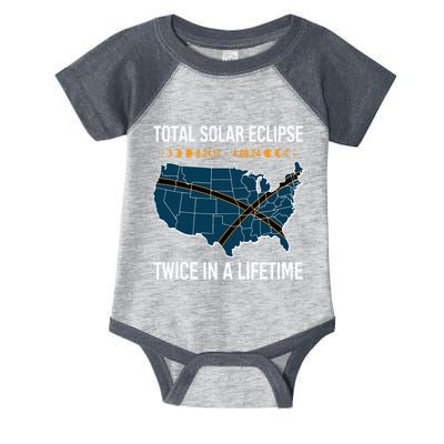 Total Solar Eclipse Twice In A Lifetime April 8 2024 Infant Baby Jersey Bodysuit
