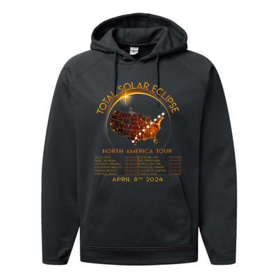 Total Solar Eclipse Of America April 8 2024 Performance Fleece Hoodie