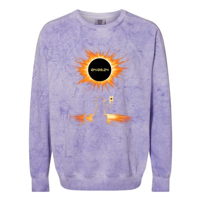 Total Solar Eclipse 2024 April 8 Cat America Totality Colorblast Crewneck Sweatshirt