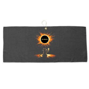 Total Solar Eclipse 2024 April 8 Cat America Totality Large Microfiber Waffle Golf Towel