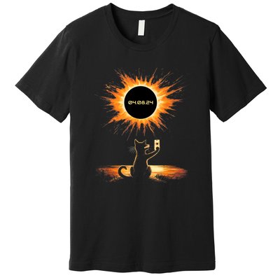 Total Solar Eclipse 2024 April 8 Cat America Totality Premium T-Shirt