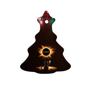 Total Solar Eclipse 2024 April 8 Cat America Totality Ceramic Tree Ornament