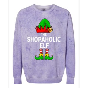 The Shopaholic Elf Funny Christmas Matching Family Colorblast Crewneck Sweatshirt