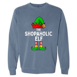 The Shopaholic Elf Funny Christmas Matching Family Garment-Dyed Sweatshirt