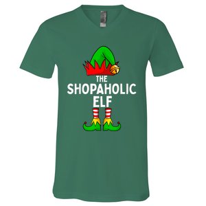 The Shopaholic Elf Funny Christmas Matching Family V-Neck T-Shirt