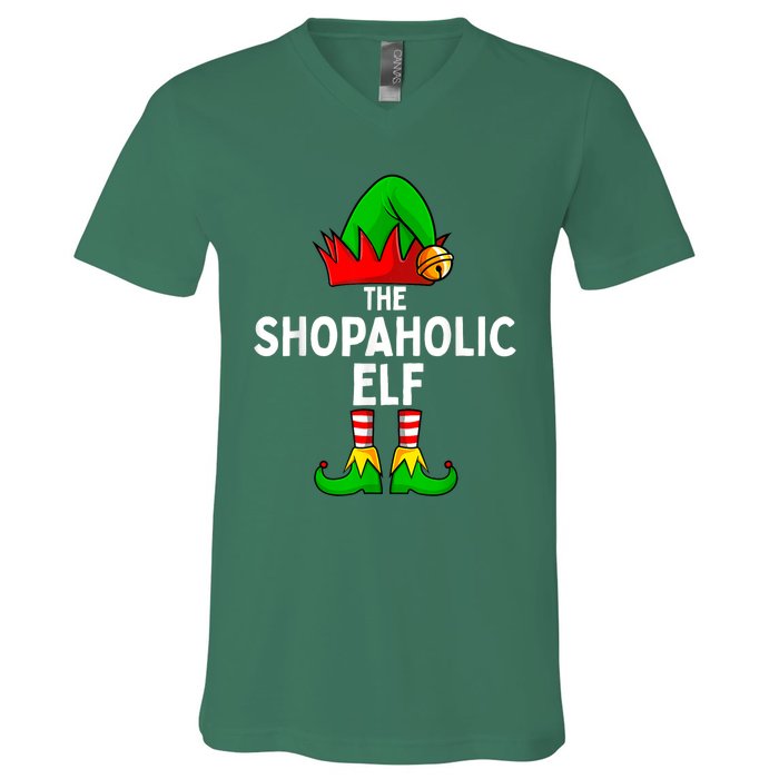 The Shopaholic Elf Funny Christmas Matching Family V-Neck T-Shirt