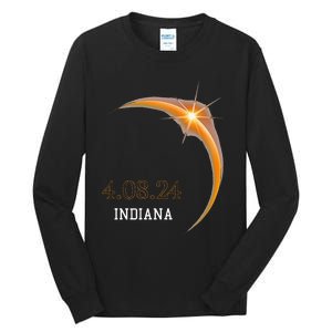 Total Solar Eclipse 2024 Indiana Totality Spring 4.08.24 Tall Long Sleeve T-Shirt