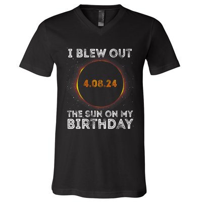 Total Solar Eclipse 4.08.24 Birthday Funny Quote Totality V-Neck T-Shirt