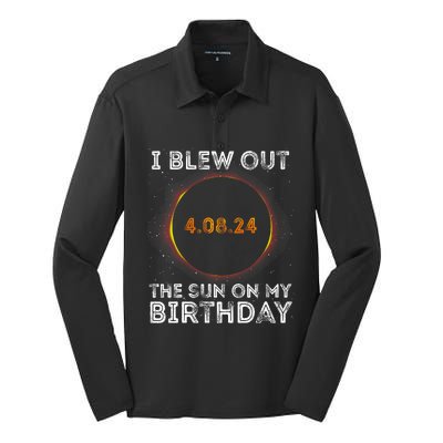 Total Solar Eclipse 4.08.24 Birthday Funny Quote Totality Silk Touch Performance Long Sleeve Polo