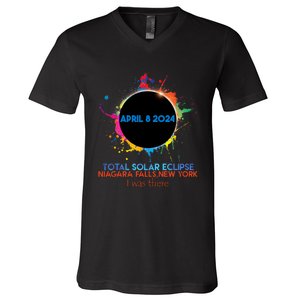 Total Solar Eclipse Niagara Falls New York 2024 I Was There V-Neck T-Shirt